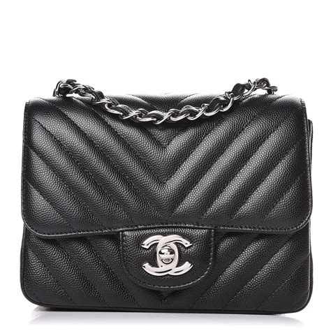 chanel mini square chevron caviar price